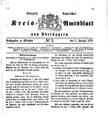 Königlich-bayerisches Kreis-Amtsblatt von Oberbayern (Münchner Intelligenzblatt) Freitag 7. Januar 1876