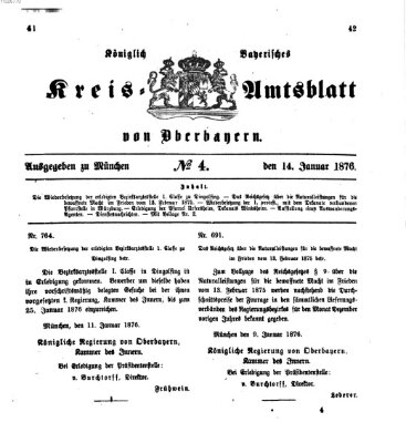Königlich-bayerisches Kreis-Amtsblatt von Oberbayern (Münchner Intelligenzblatt) Freitag 14. Januar 1876