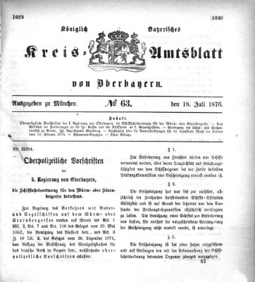 Königlich-bayerisches Kreis-Amtsblatt von Oberbayern (Münchner Intelligenzblatt) Dienstag 18. Juli 1876