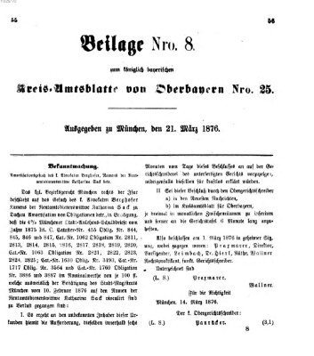 Königlich-bayerisches Kreis-Amtsblatt von Oberbayern (Münchner Intelligenzblatt) Dienstag 21. März 1876