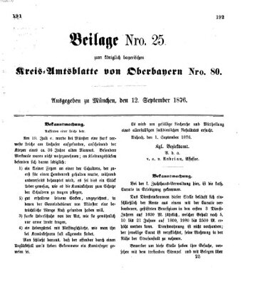 Königlich-bayerisches Kreis-Amtsblatt von Oberbayern (Münchner Intelligenzblatt) Dienstag 12. September 1876