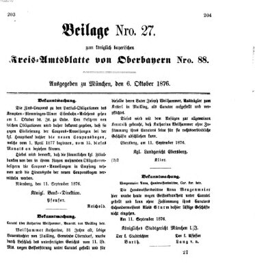 Königlich-bayerisches Kreis-Amtsblatt von Oberbayern (Münchner Intelligenzblatt) Freitag 6. Oktober 1876