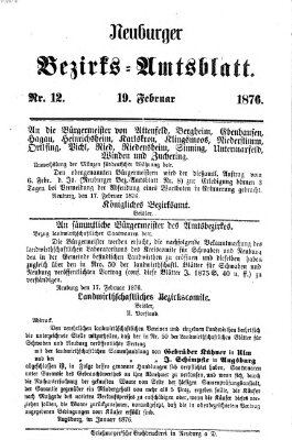 Neuburger Bezirks-Amtsblatt Samstag 19. Februar 1876