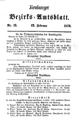 Neuburger Bezirks-Amtsblatt Mittwoch 23. Februar 1876