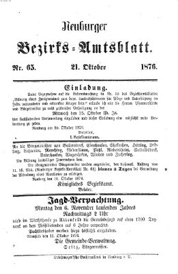 Neuburger Bezirks-Amtsblatt Samstag 21. Oktober 1876