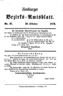 Neuburger Bezirks-Amtsblatt Montag 30. Oktober 1876