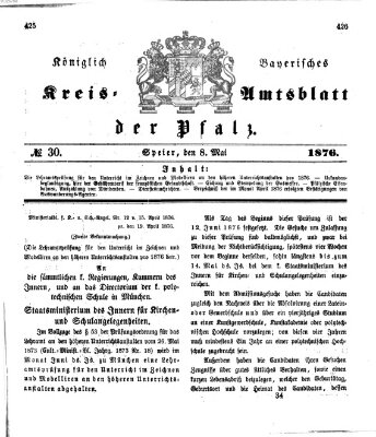Königlich-bayerisches Kreis-Amtsblatt der Pfalz (Königlich bayerisches Amts- und Intelligenzblatt für die Pfalz) Montag 8. Mai 1876