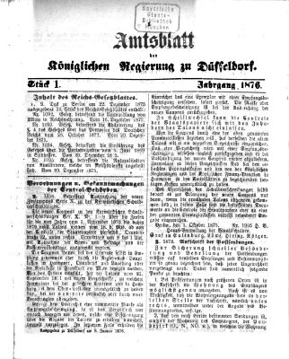 Amtsblatt für den Regierungsbezirk Düsseldorf Samstag 8. Januar 1876