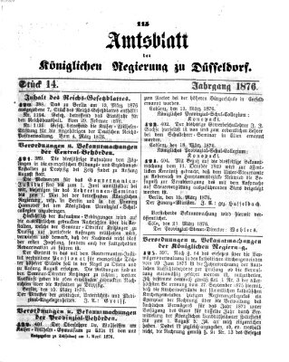 Amtsblatt für den Regierungsbezirk Düsseldorf Samstag 1. April 1876