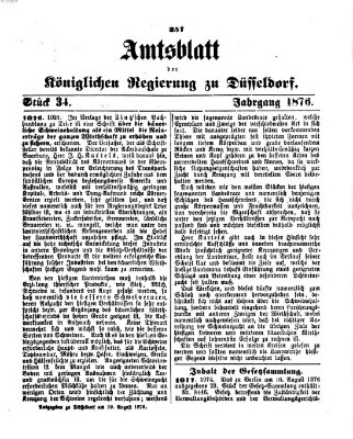 Amtsblatt für den Regierungsbezirk Düsseldorf Samstag 19. August 1876
