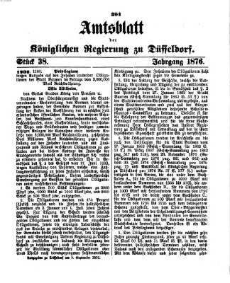 Amtsblatt für den Regierungsbezirk Düsseldorf Samstag 9. September 1876