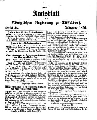 Amtsblatt für den Regierungsbezirk Düsseldorf Samstag 28. Oktober 1876