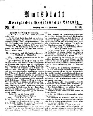 Amts-Blatt der Preußischen Regierung zu Liegnitz Samstag 12. Februar 1876