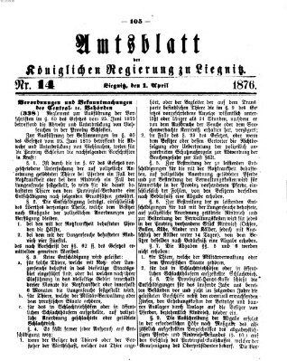 Amts-Blatt der Preußischen Regierung zu Liegnitz Samstag 1. April 1876