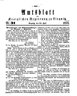 Amts-Blatt der Preußischen Regierung zu Liegnitz Samstag 29. Juli 1876