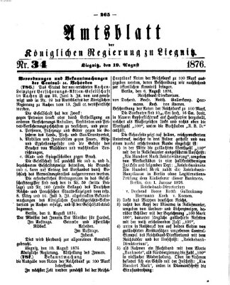 Amts-Blatt der Preußischen Regierung zu Liegnitz Samstag 19. August 1876