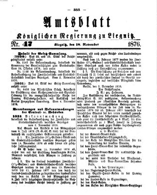 Amts-Blatt der Preußischen Regierung zu Liegnitz Samstag 18. November 1876