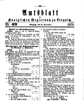 Amts-Blatt der Preußischen Regierung zu Liegnitz Samstag 2. Dezember 1876