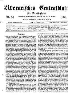 Literarisches Zentralblatt für Deutschland Samstag 15. Januar 1876