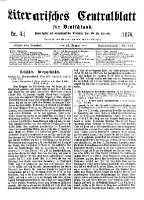 Literarisches Zentralblatt für Deutschland Samstag 22. Januar 1876