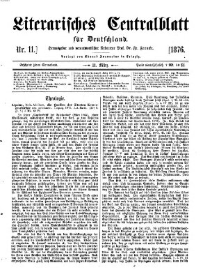 Literarisches Zentralblatt für Deutschland Samstag 11. März 1876