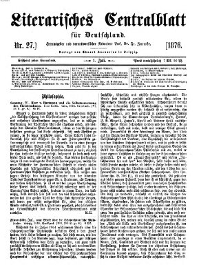 Literarisches Zentralblatt für Deutschland Samstag 1. Juli 1876