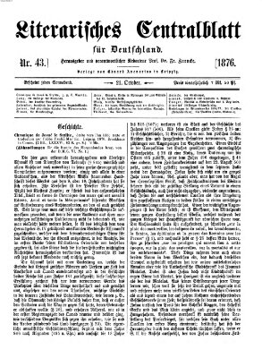 Literarisches Zentralblatt für Deutschland Samstag 21. Oktober 1876