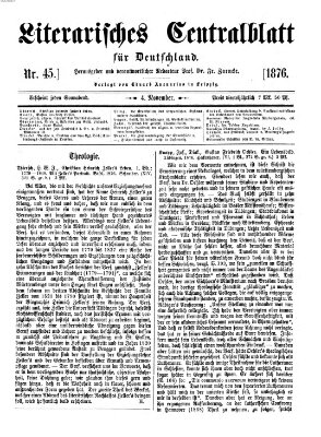 Literarisches Zentralblatt für Deutschland Samstag 4. November 1876
