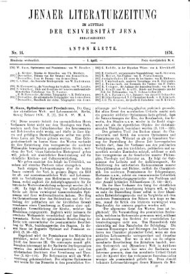Jenaer Literaturzeitung Samstag 1. April 1876