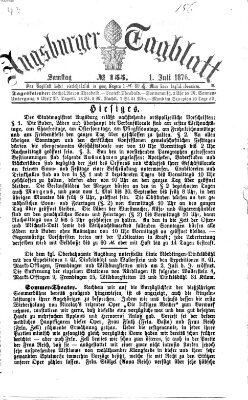 Augsburger Tagblatt Samstag 1. Juli 1876
