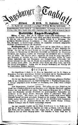 Augsburger Tagblatt Mittwoch 13. September 1876
