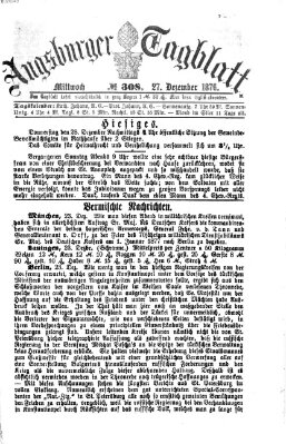 Augsburger Tagblatt Mittwoch 27. Dezember 1876