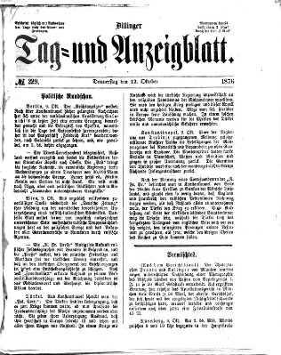 Dillinger Tag- und Anzeigeblatt (Tagblatt für die Städte Dillingen, Lauingen, Höchstädt, Wertingen und Gundelfingen) Donnerstag 12. Oktober 1876