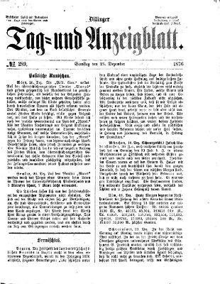 Dillinger Tag- und Anzeigeblatt (Tagblatt für die Städte Dillingen, Lauingen, Höchstädt, Wertingen und Gundelfingen) Samstag 23. Dezember 1876
