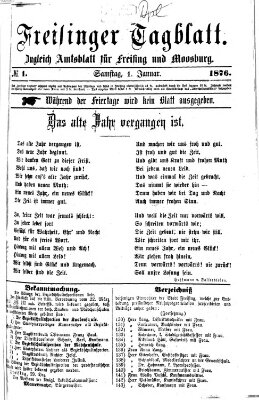 Freisinger Tagblatt (Freisinger Wochenblatt) Samstag 1. Januar 1876