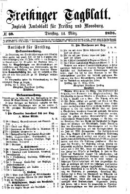 Freisinger Tagblatt (Freisinger Wochenblatt) Dienstag 14. März 1876