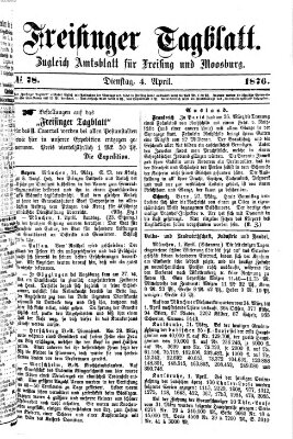 Freisinger Tagblatt (Freisinger Wochenblatt) Dienstag 4. April 1876