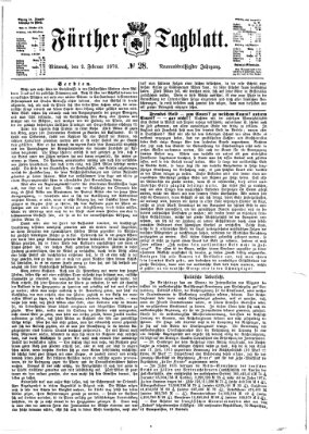 Fürther Tagblatt Mittwoch 2. Februar 1876
