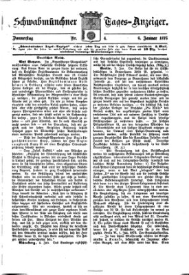 Schwabmünchner Tages-Anzeiger Donnerstag 6. Januar 1876