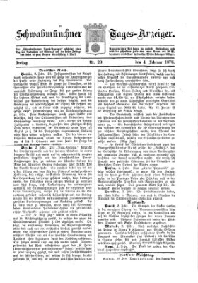 Schwabmünchner Tages-Anzeiger Freitag 4. Februar 1876