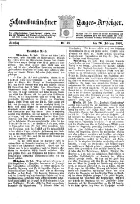 Schwabmünchner Tages-Anzeiger Samstag 26. Februar 1876