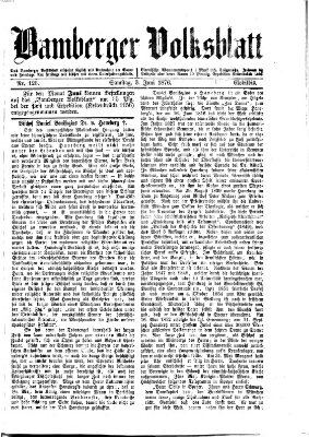 Bamberger Volksblatt Samstag 3. Juni 1876