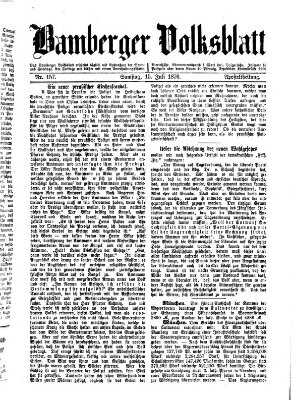 Bamberger Volksblatt Samstag 15. Juli 1876
