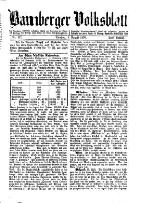 Bamberger Volksblatt Dienstag 1. August 1876