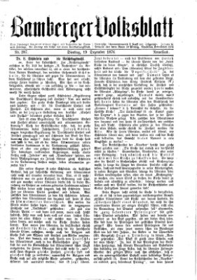 Bamberger Volksblatt Dienstag 19. Dezember 1876