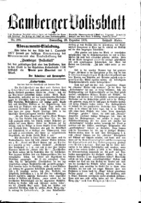 Bamberger Volksblatt Donnerstag 28. Dezember 1876
