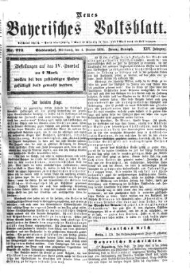 Neues bayerisches Volksblatt Mittwoch 4. Oktober 1876