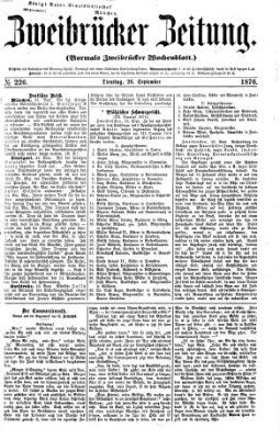 Zweibrücker Zeitung (Zweibrücker Wochenblatt) Dienstag 26. September 1876