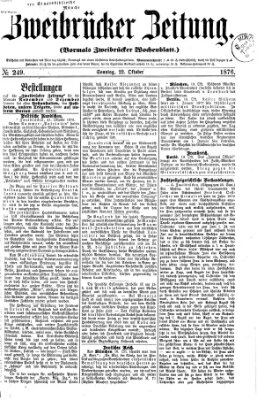 Zweibrücker Zeitung (Zweibrücker Wochenblatt) Sonntag 22. Oktober 1876