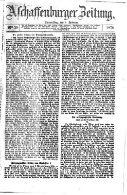 Aschaffenburger Zeitung Donnerstag 3. Februar 1876